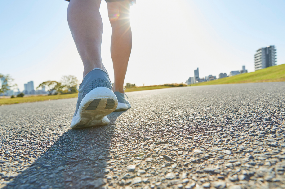 close up of feet walking