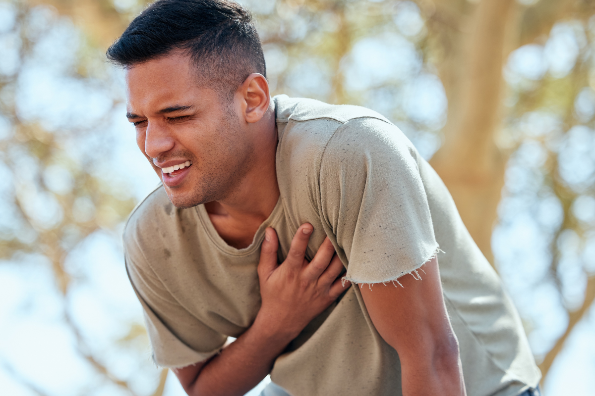 Young man experiences a heart attack