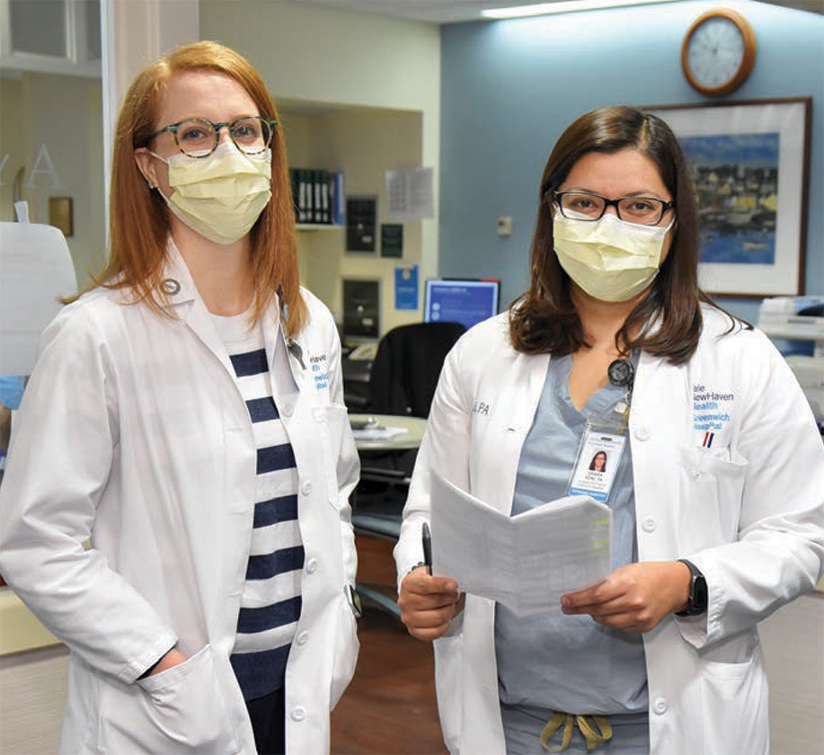 Christine Thompson, RN, (left) and Dhara Soni, PA-C