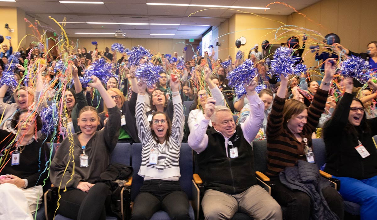 Crowd that gathered at YNHH’s 55 Park St. auditorium