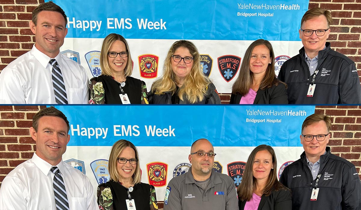 Honoring EMS awardees Erin Smith, Stratford EMS paramedic supervisor, and William Wintermute