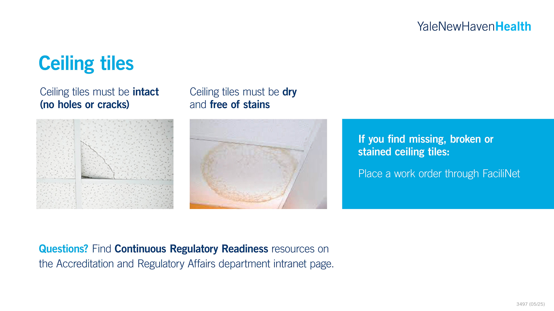 YNHHS Regulatory Affairs Ceiling Tiles