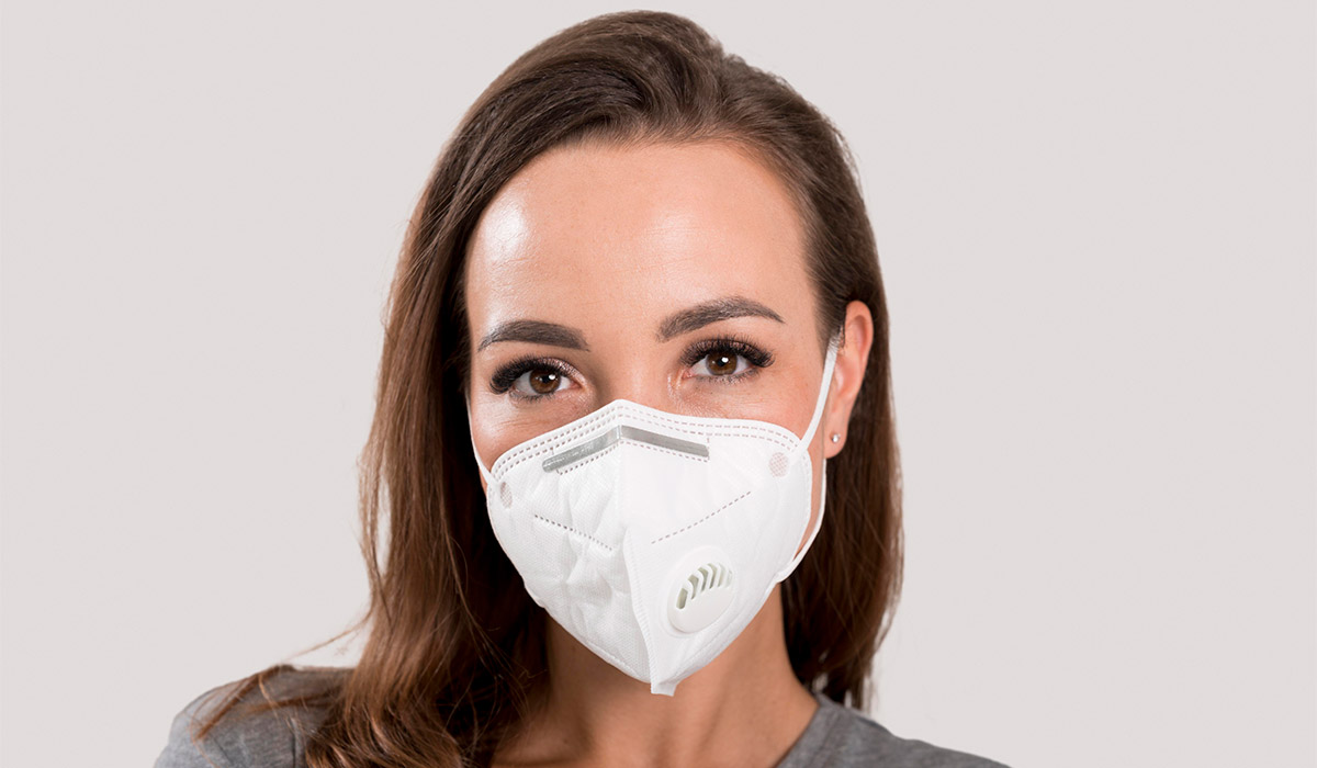 Woman wearing face mask