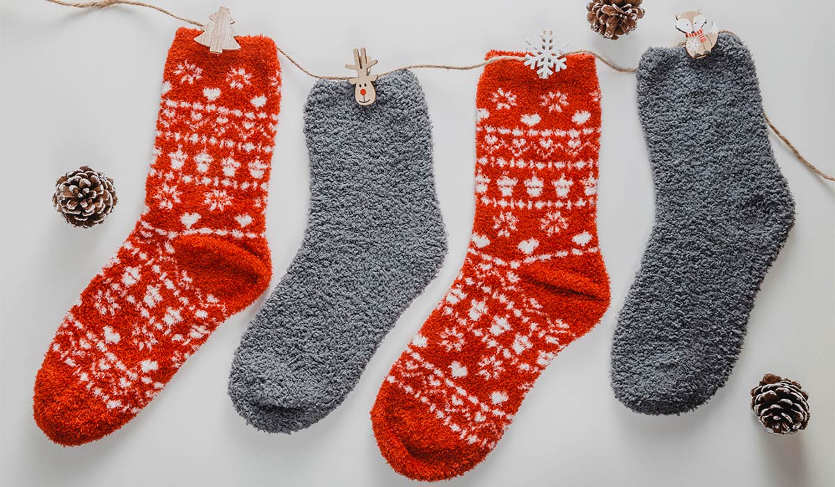 Holiday socks hanging